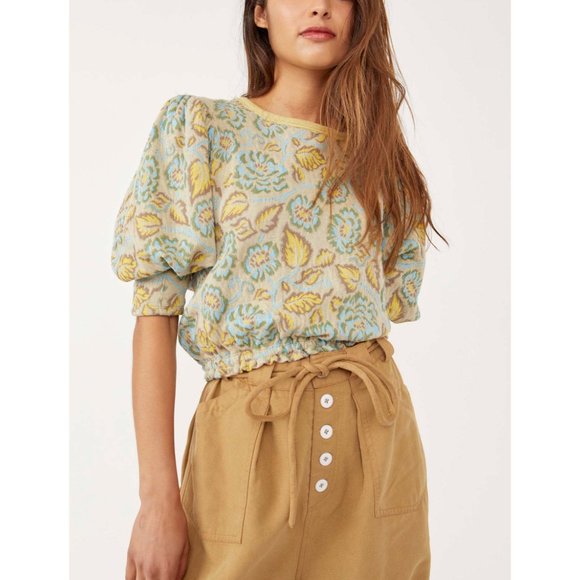 NWT FREE PEOPLE No Ordinary Top / Oatmeal Combo Size Large - Picture 1 of 7